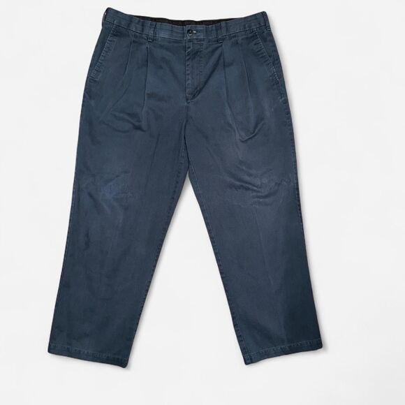 Croft & Barrow Navy Blue Men's Pleated Trouser Pants - Picture 1 of 8